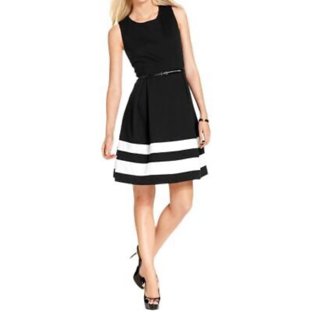 Calvin Klein Black and White Midi Dress